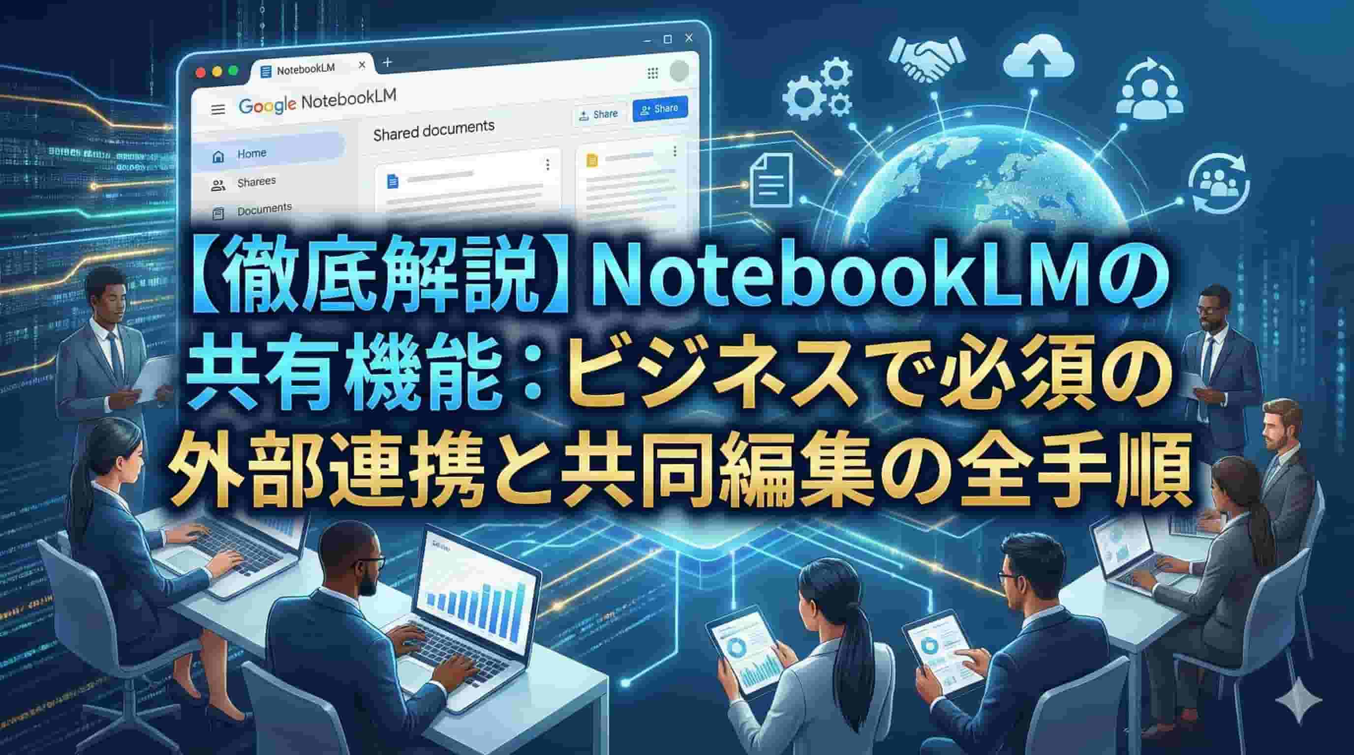 【徹底解説】NotebookLMの共有機能：ビジネスで必須の外部連携と共同編集の全手順のイメージ画像